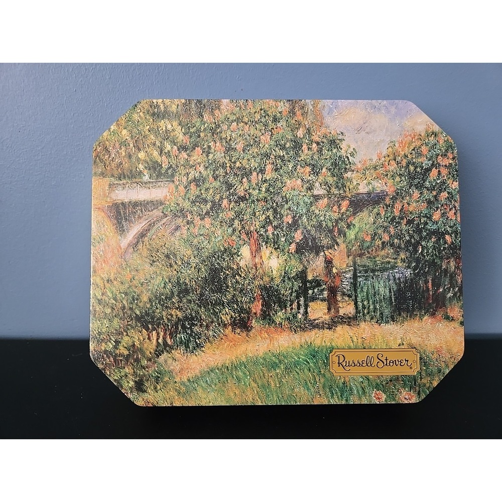 Vintage Russell Stover Candies Tin Pierre-Auguste Renoir Railway Bridge